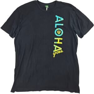 Aloha Grown | Black, Graphic T-shirt | Size XL